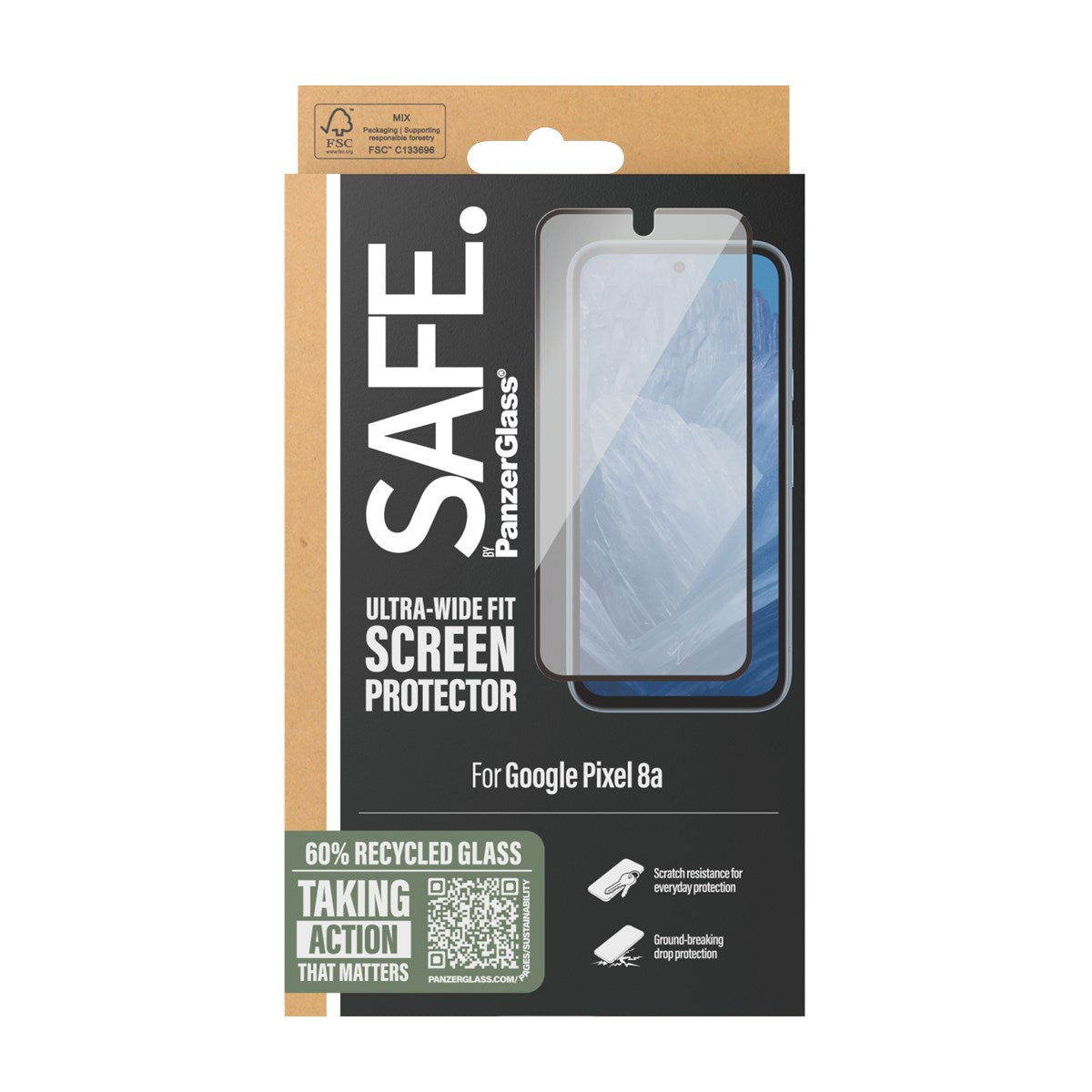 SAFE. by PanzerGlass® Displayschutz Google Pixel 8a | Ultra-Wide Fit